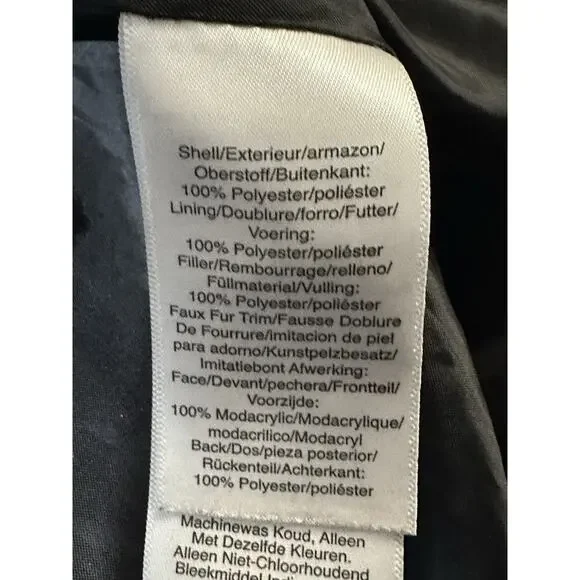 DKNY New York Women’s 2X Taupe Puffer Coat Faux Fur Hood Zip Front 2G 2TG - Picture 10 of 12